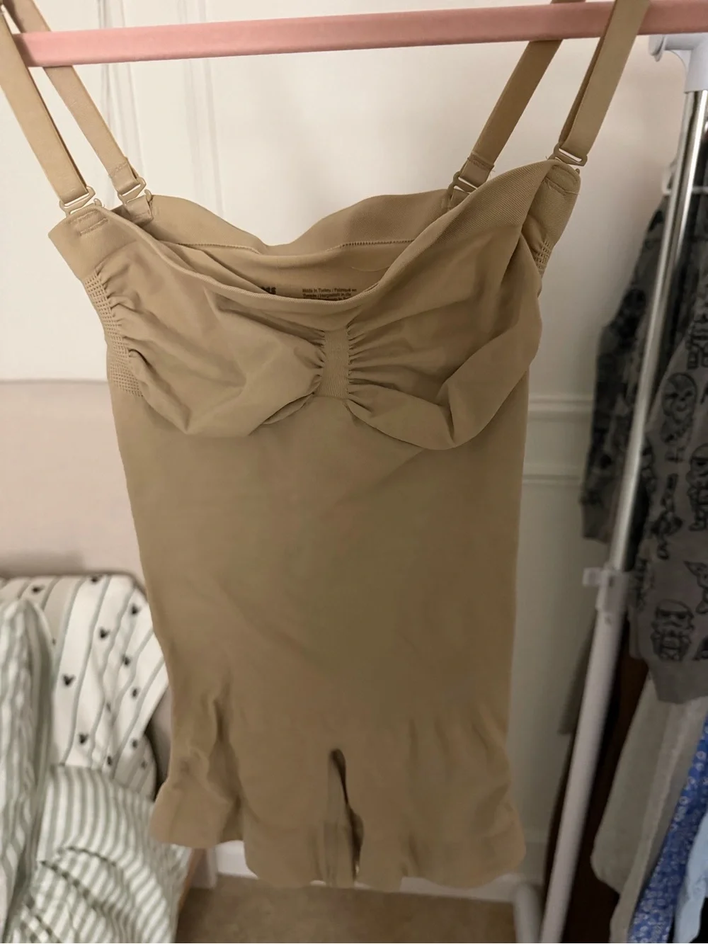 SKIMS Tan Seamless Shaping Bodysuit with Adjustable Straps